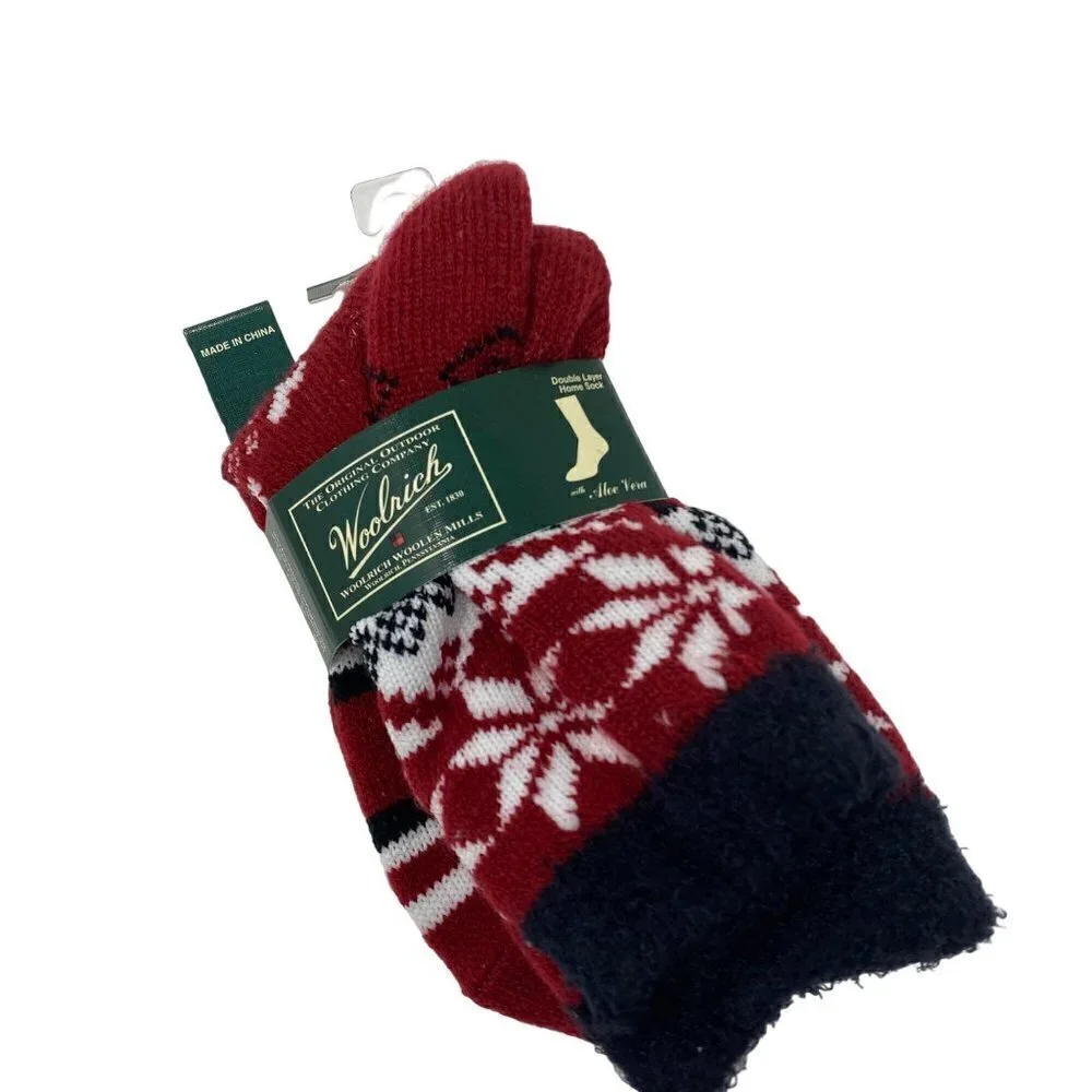 Woolrich Aloe-Infused Double-Layer Patterned Crew Socks One Size
